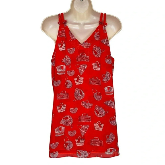 CAbi #5624 Sleeveless Nantucket Blouse in Red Purse Print women’s small - Picture 3 of 9